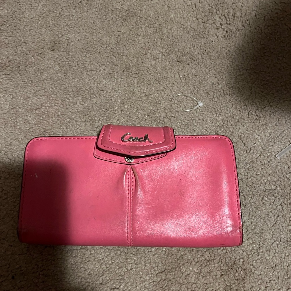 Pink leather coach wallet